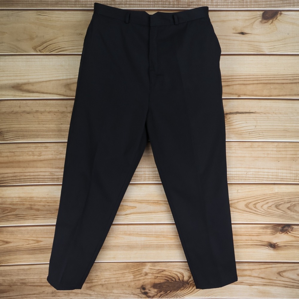 Palmetto's Dress Pants Womens WAIST: 35" Black Flat Front High Rise Straight Leg
